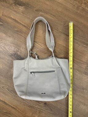 The Sak Light Gray Leather Tote Bag